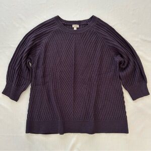 LOGO by Lori Goldstein 3/4 Sleeve Sweater Plum (Purple) XL